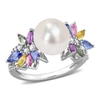 MIMI & MAX 9-9.5 MM CULTURED FRESHWATER PEARL AND 1 3/4 CT TGW MULTI SAPPHIRE (LIGHT BLUE, WHITE, YELLOW, PINK,