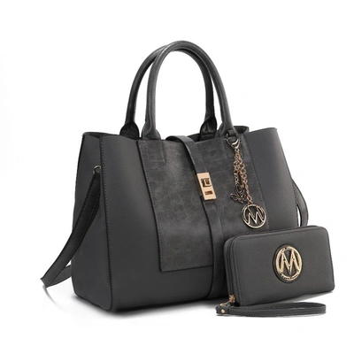 Mkf Collection By Mia K Yola Satchel Handbag With Wallet In Grey