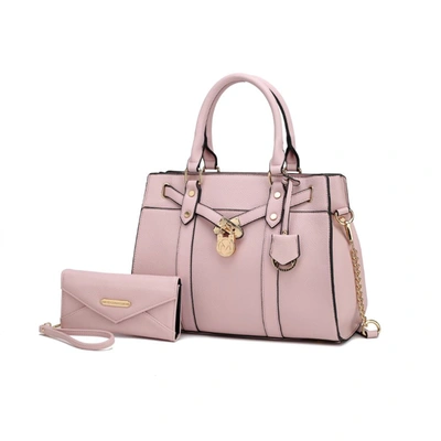 Mkf Collection By Mia K Christine Vegan Leather Women's Satchel Bag With Wallet - 2 Pieces In Pink