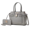 Mkf Collection By Mia K Isla Crocodile Embossed Vegan Leather Women's Satchel Bag With Wallet -2 Pieces In Grey