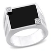 Mimi & Max 5ct Tgw Square Black Onyx And Diamond Accent Men's Ring In Sterling Silver In Black