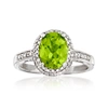 Ross-simons Peridot And Diamond-accented Ring In Sterling Silver In Green