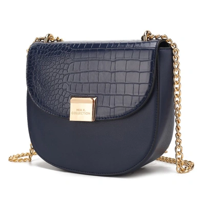 Mkf Collection By Mia K Brooklyn Crocodile Embossed Vegan Leather Women's Shoulder Bag In Blue