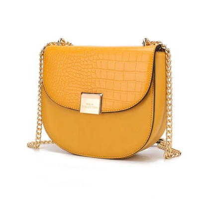 Mkf Collection By Mia K Brooklyn Crocodile Embossed Vegan Leather Women's Shoulder Bag In Yellow