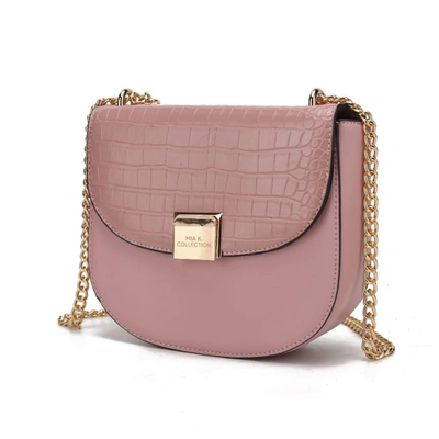 Mkf Collection By Mia K Brooklyn Crocodile Embossed Vegan Leather Women's Shoulder Bag In Pink