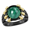 MIMI & MAX 6CT TGW MALACHITE ROPED SPLIT-SHANK COCKTAIL RING IN 2-TONE YELLOW AND BLACK RHODIUM PLATED STERLING