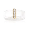Ross-simons White Ceramic And Diamond Ring With 14kt Yellow Gold