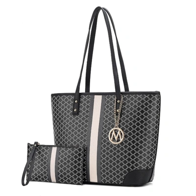 Mkf Collection By Mia K Arya Vegan Leather Women's Tote Bag With Wristlet Pouch- 2 Pieces In Black