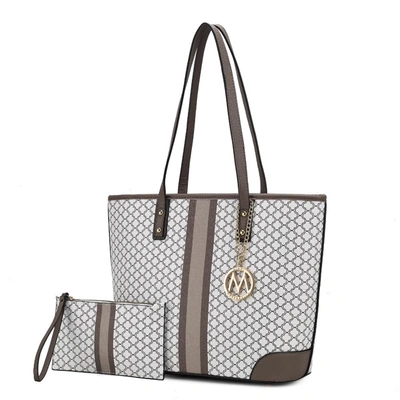 Mkf Collection By Mia K Arya Vegan Leather Women's Tote Bag With Wristlet Pouch- 2 Pieces In White