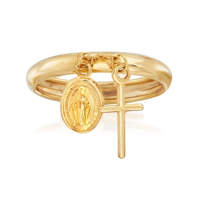 Ross-simons Italian 14kt Yellow Gold Religious Charm Ring