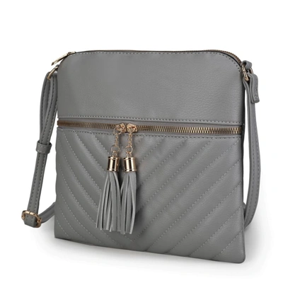 Mkf Collection By Mia K Winnie Quilted Vegan Leather Women's Crossbody In Grey