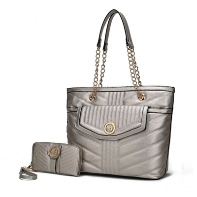 Mkf Collection By Mia K Chiari Tote Bag With Wallet - 2 Pieces. In Grey