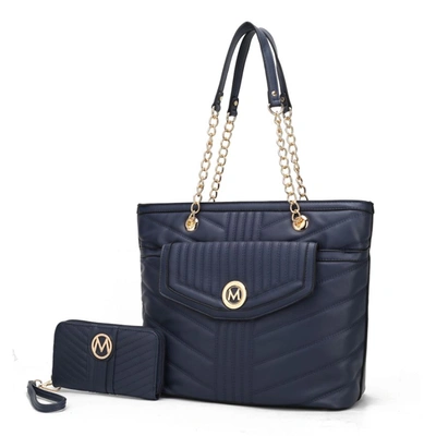 Mkf Collection By Mia K Chiari Tote Bag With Wallet - 2 Pieces. In Blue