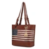 MKF COLLECTION BY MIA K VERA VEGAN LEATHER PATRIOTIC FLAG PATTERN WOMEN'S TOTE BAG
