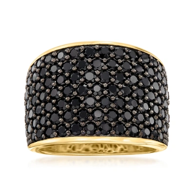 Ross-simons Pave Black Spinel Ring In 18kt Gold Over Sterling