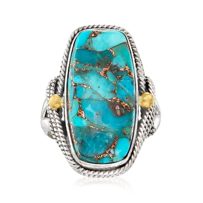 Ross-simons Blue Copper Turquoise Ring In 2-tone Sterling Silver