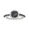 Ross-simons Black And White Diamond Halo Ring In Sterling Silver