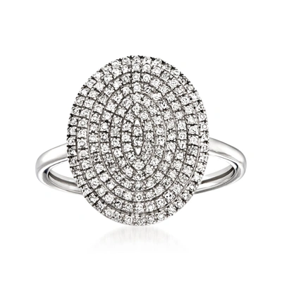 Ross-simons Pave Diamond Oval Ring In 14kt White Gold In Silver