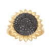 Ross-simons Black Diamond Sunflower Ring In 18kt Gold Over Sterling