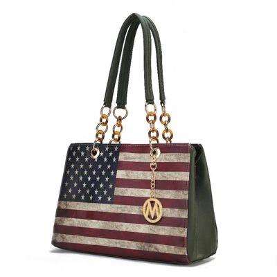 Mkf Collection By Mia K Nevaeh Vegan Leather Patriotic Pattern Women's Shoulder Bag In Green