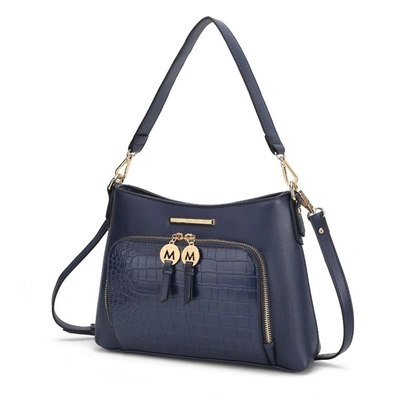 Mkf Collection By Mia K Anayra Vegan Leather Shoulder Handbag In Blue