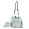Mkf Collection By Mia K Larissa Vegan Leather Women's Bucket Bag With Wallet- 2 Pieces In Blue