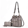 Mkf Collection By Mia K Larissa Vegan Leather Women's Bucket Bag With Wallet- 2 Pieces In Grey
