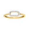 Rs Pure Ross-simons Diamond Paper Clip Link Ring In 14kt Yellow Gold
