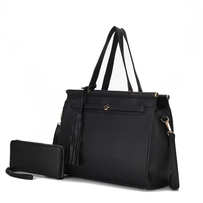 Mkf Collection By Mia K Shelby Vegan Leather Women's Satchel Bag With Wallet -2 Pieces In Black
