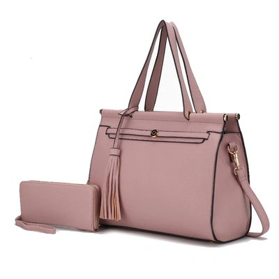 Mkf Collection By Mia K Shelby Vegan Leather Women's Satchel Bag With Wallet -2 Pieces In Multi