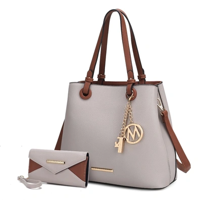 Mkf Collection By Mia K Kearny Vegan Leather Women's Tote Bag With Wallet- 2 Pieces In Beige