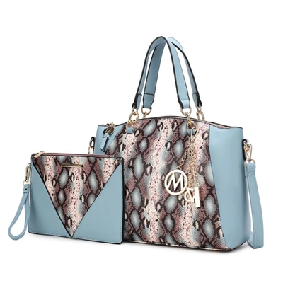 Mkf Collection By Mia K Addison Snake Embossed Vegan Leather Women's Tote Bag With Matching Wristlet- 2 Pieces In Multi