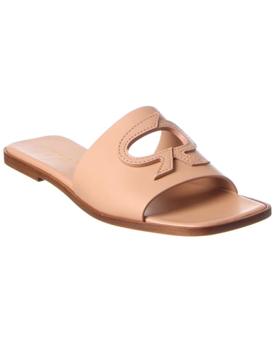 Gianvito Rossi Ribbon Slide Leather Sandal In Beige