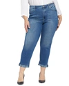 Nydj Plus Girlfriend Womens Printed Cuff Medium Wash Skinny Jeans In Blue