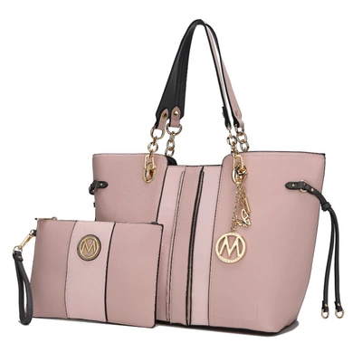 Mkf Collection By Mia K Holland Tote With Wristlet Handbag - 2 Pieces In Pink