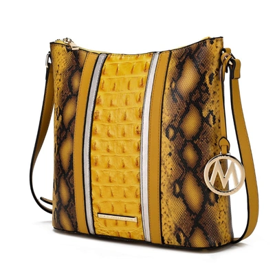 Mkf Collection By Mia K Meline Faux Crocodile And Snake Embossed Vegan Leather Women's Shoulder Handbag In Yellow