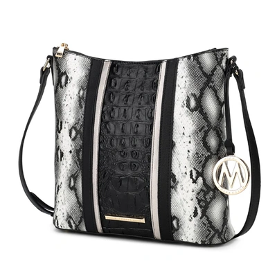Mkf Collection By Mia K Meline Faux Crocodile And Snake Embossed Vegan Leather Women's Shoulder Handbag In Silver