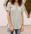 FIRST LOVE BUTTONS AND HENLEY TOP IN SEA SALT