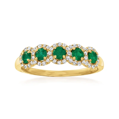 Ross-simons Emerald And . Diamond Ring In 14kt Yellow Gold In Green