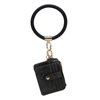 Mkf Collection By Mia K Jordyn Vegan Leather Bracelet Keychain With A Credit Card Holder In Black