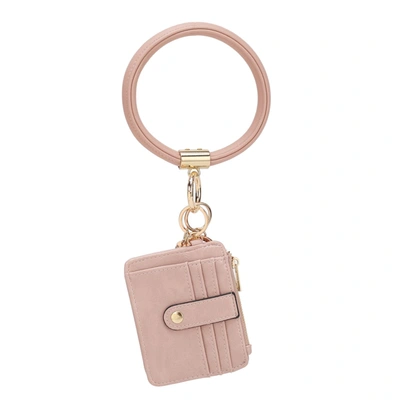 Mkf Collection By Mia K Jordyn Vegan Leather Bracelet Keychain With A Credit Card Holder In Beige