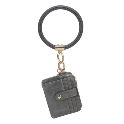 Mkf Collection By Mia K Jordyn Vegan Leather Bracelet Keychain With A Credit Card Holder In Brown