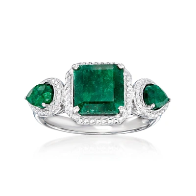 Ross-simons Emerald Ring In Sterling Silver In Metallic