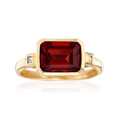 Ross-simons Garnet Ring In 14kt Yellow Gold In Red