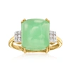 CANARIA FINE JEWELRY CANARIA JADE RING WITH DIAMOND ACCENTS IN 10KT YELLOW GOLD