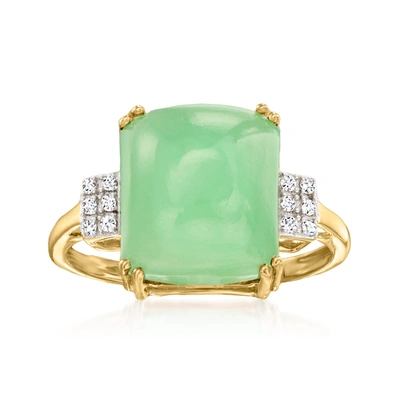 Canaria Fine Jewelry Canaria Jade Ring With Diamond Accents In 10kt Yellow Gold In Green