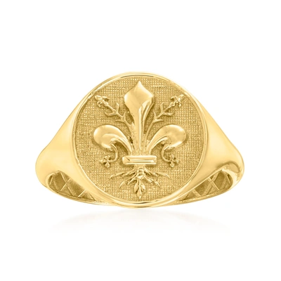 Ross-simons Italian 14kt Yellow Gold Fleur-de-lis Signet Ring