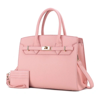 Mkf Collection By Mia K Calla Vegan Leather Women's Satchel Bag With Credit Card Holder- 2 Pieces In Pink