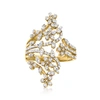 Ross-simons Diamond Flower Bypass Ring In 18kt Gold Over Sterling In Silver