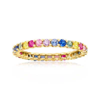 Ross-simons Multicolored Sapphire Eternity Band In 14kt Yellow Gold In Pink